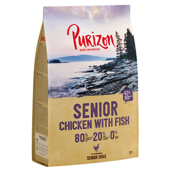 Zooplus 4x1kg senior kip met vis purizon hondenvoer graanvrij aanbieding