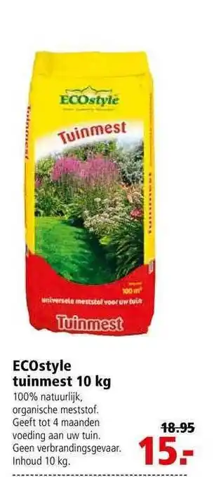 Welkoop Ecostyle Tuinmest 10 Kg aanbieding