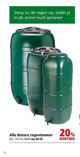 Welkoop Alle Nature Regentonnen 20% Korting 100liter aanbieding