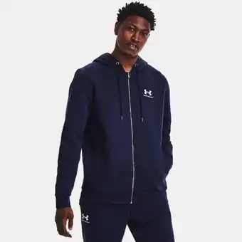 Under Armour Herenhoodie under armour essential fleece met volledige rits midnight marineblauw / wit m aanbieding