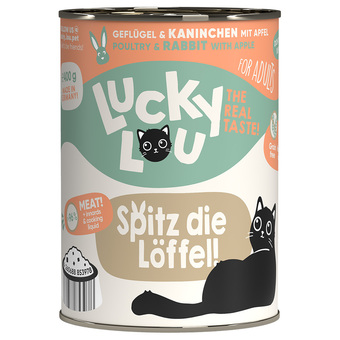 Zooplus 6x 400g lucky lou lifestage adult gevogelte & konijn natte kattenvoer aanbieding