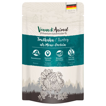 Zooplus 24x125g venandi animal monoprotein kalkoen kattenvoer nat aanbieding