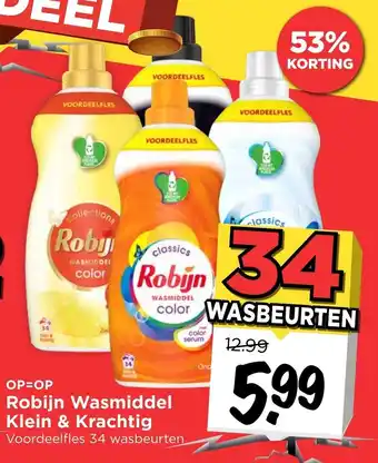 Vomar Voordeelmarkt Robijn Wasmiddel Klein & Krachtig 34 Wasbeurten aanbieding