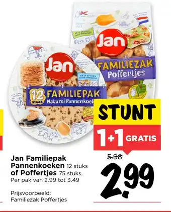 Vomar Voordeelmarkt Jan Familiepak Pannenkoeken 12 stuks of Poffertjes aanbieding