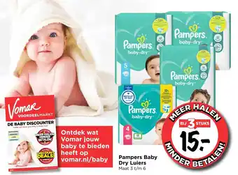 Vomar Voordeelmarkt Pampers Baby Dry Luiers bij 3 stuks aanbieding