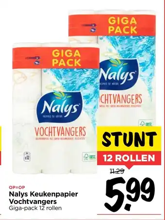 Vomar Voordeelmarkt Nalys Keukenpapier Vochtvangers 12 rollen aanbieding