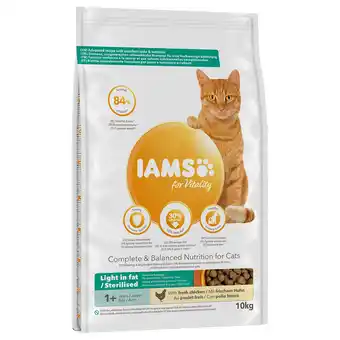 Zooplus 10% korting! 10kg adult light/sterilised iams vitality kattenvoer aanbieding