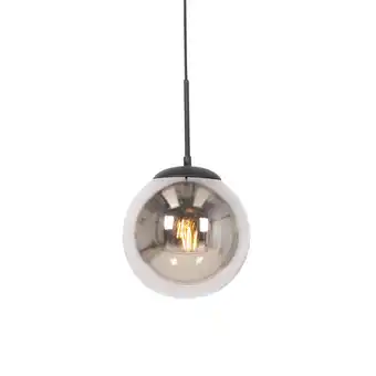 Lampenlicht.nl Art deco hanglamp zwart met smoke glas - flore aanbieding