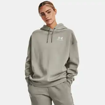 Under Armour Dameshoodie under armour essential fleece oversized grove groente / wit xl aanbieding