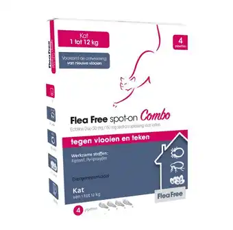 Welkoop Flea free spot-on combo kat pipetten - vlooien- en tekenmiddel aanbieding