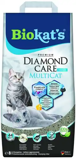 Welkoop Biokat's diamond care multicat - kattenbakvulling - cotton blossom - fijn - 8 l aanbieding