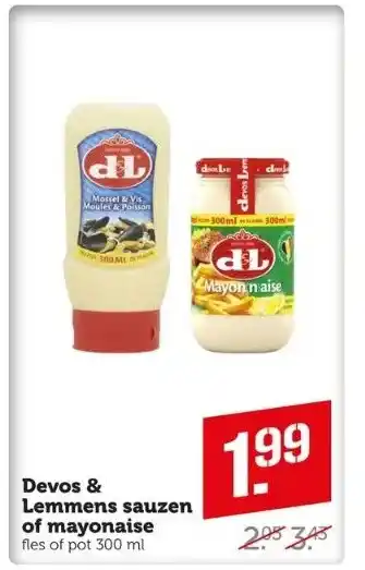 Coop Devos & lemmens sauzen of mayonaise aanbieding