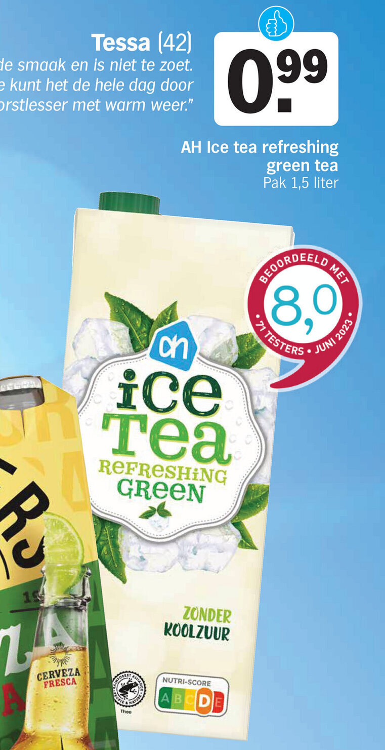 AH Ice tea refreshing green tea Pak 1,5 liter aanbieding bij Albert Heijn