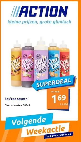 Action Sau'cee sauzen Diverse smaken, 500ml aanbieding