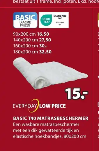 Jysk EVERYDAY LOW PRICE BASIC T40 MATRASBESCHERMER 80x200 cm aanbieding