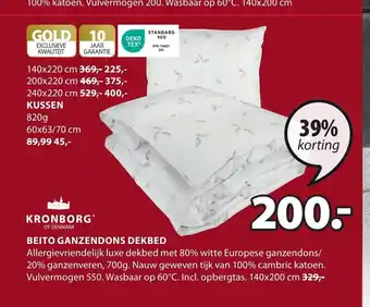 Jysk KRONBORGⓇ BEITO GANZENDONS DEKBED aanbieding