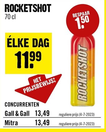 Dirck 3 ROCKETSHOT 70 cl aanbieding