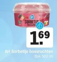 Albert Heijn Ah sorbetijs bosvruchten aanbieding
