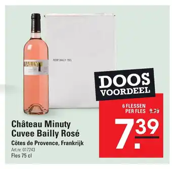 Sligro Château Minuty Cuvee Bailly Rosé Côtes de Provence, Frankrijk Art.nr. 017243 aanbieding