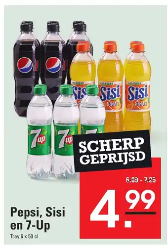 De Kweker Pepsi, Sisi en 7-Up Tray 6 x 50 cl aanbieding