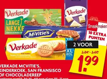 Dekamarkt Verkade mcvitie's, kinderkoek, san fransisco of chocoladereep aanbieding