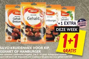 Dekamarkt Silvo kruidenmix voor kip, gehakt of hamburger aanbieding