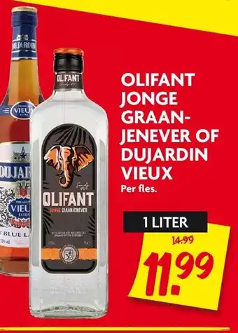 Dekamarkt Olifant jonge graanjenever of dujardin vieux 1 liter aanbieding