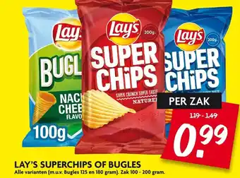 Dekamarkt Lay's superchips of bugles aanbieding