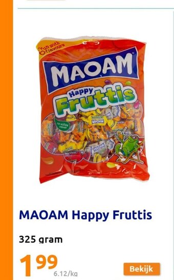 Action Maoam happy fruttis 325 gram aanbieding