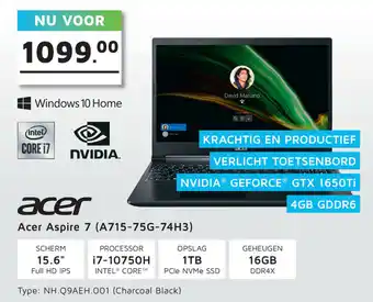 Digitotaal ACER Aspire 7 | A715-75G-74H3 (NH.Q9AEH.001) aanbieding