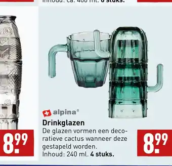 ALDI alpina® Drinkglazen 240 ml 4 stuks aanbieding