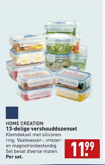 ALDI HOME CREATION 13-delige vershouddozenset Klemdeksel met siliconen ring. Vaatwasser-, vriezer-en magnetronbestendig. aanbieding