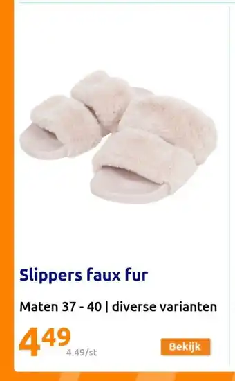 Action Slippers faux fur Maten 37-40 | diverse varianten aanbieding