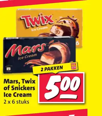 Nettorama Mars, twix of snickers ice cream aanbieding