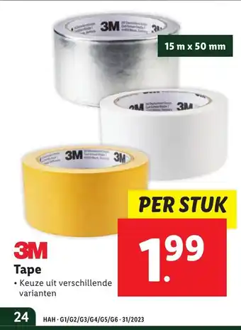Lidl 3M Tape 15 m x 50 mm aanbieding