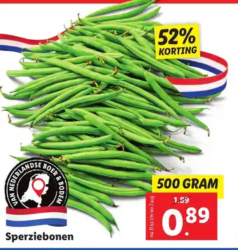 Lidl Sperziebonen 500g aanbieding