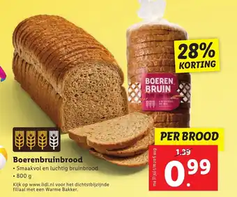 Lidl Boerenbruinbrood 800g aanbieding