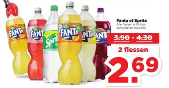 PLUS Fanta of Sprite 2*1.5L aanbieding