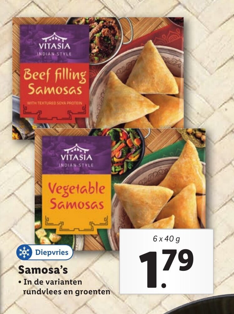 Samosa's 6 x 40 g aanbieding bij Lidl