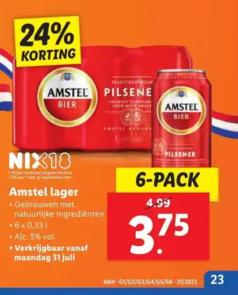 Lidl Amstel lager 6x 0.33l aanbieding