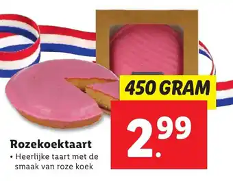 Lidl Rozekoektaart • Heerlijke taart met de smaak van roze koek 450g aanbieding