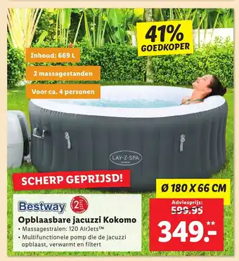 Lidl Bestway Opblaasbare jacuzzi Kokomo  180x 66 cm aanbieding