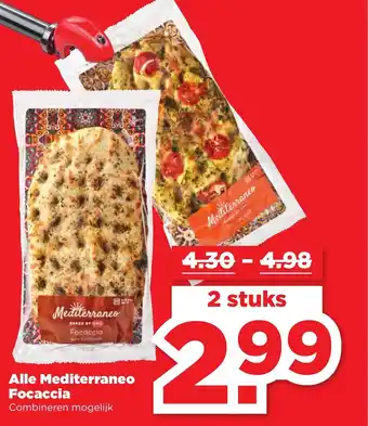 PLUS Alle Mediterraneo Focaccia 2 st aanbieding