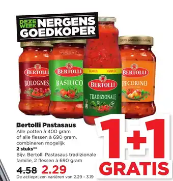 PLUS Bertolli Pastasaus  400-690 gr aanbieding