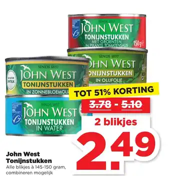 PLUS John West Tonijnstukken 2*145-150 gr aanbieding