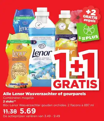 PLUS Lenor wasverzachter of geurparels aanbieding