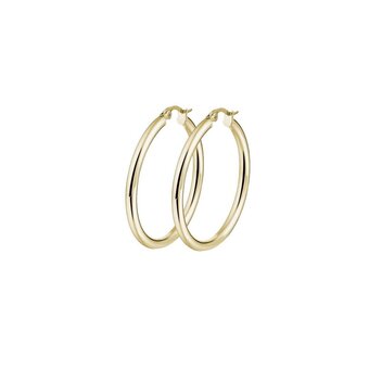 Bol.com Lucardi dames plated oorbellen 40mm - oorbellen - cadeau - staal - goudkleurig aanbieding