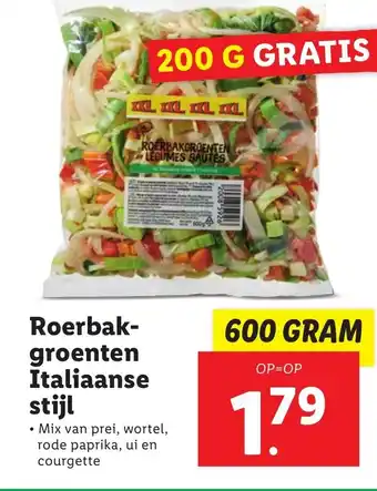 Lidl Roerbak- groenten Italiaanse stijl 600 gram aanbieding