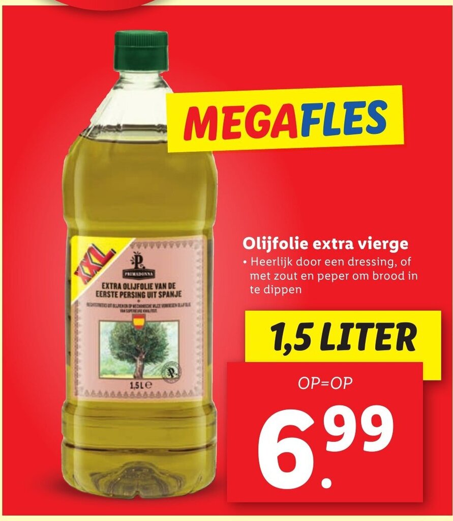 Olijfolie extra vierge 1.5 liter aanbieding bij Lidl
