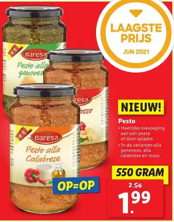 Lidl Pesto 550 gram aanbieding